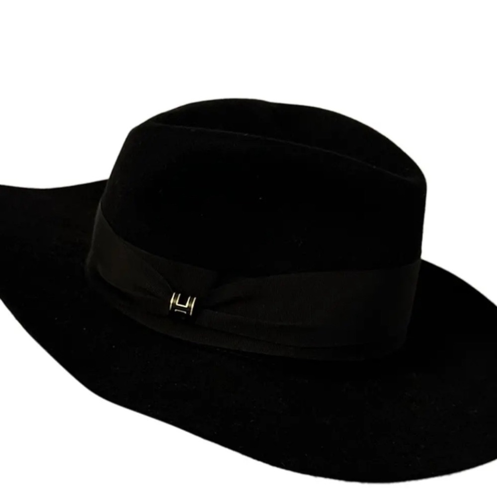 SOLD OUT HERMÈS Rabbit Felt Laquered Gold Faubourg Pop H Hat 58 Black. NWOT